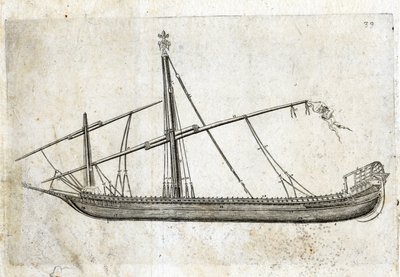 Side view of a galley. 18th century engraving. by Unknown artist