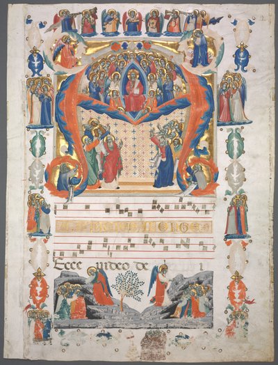 Single Leaf Excised from an Antiphonary: Initial A with Christ in Majesty by Unknown artist