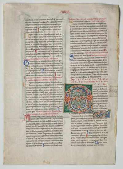 Single Leaf from a Decretum by Gratian: Decorated Initial Q and Quadruple Arcade with Concordance of Greek and Latin Alphabets by Unknown artist
