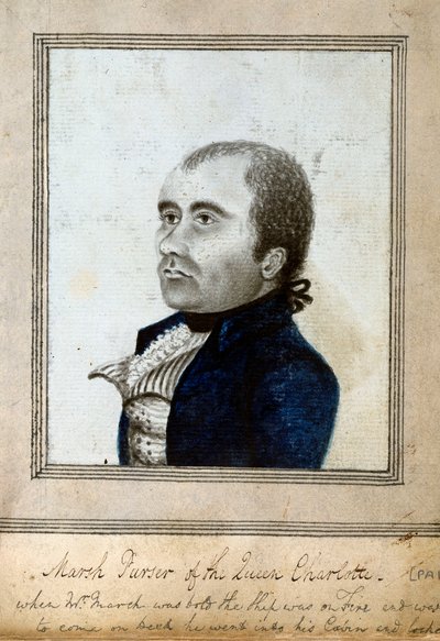 Sketched portrait of Marsh, purser of the Queen Charlotte, c.1794 by Unknown artist