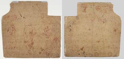 Sketches of Horses and Riders (recto); Sketches of Horses (verso) by Unknown artist