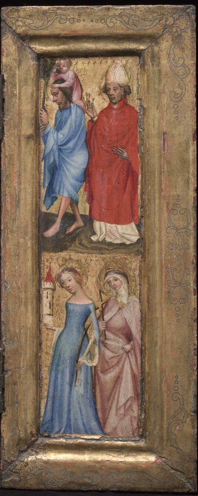 St. Christopher and St. Erasmus; St. Barbara and another female saint by Unknown artist