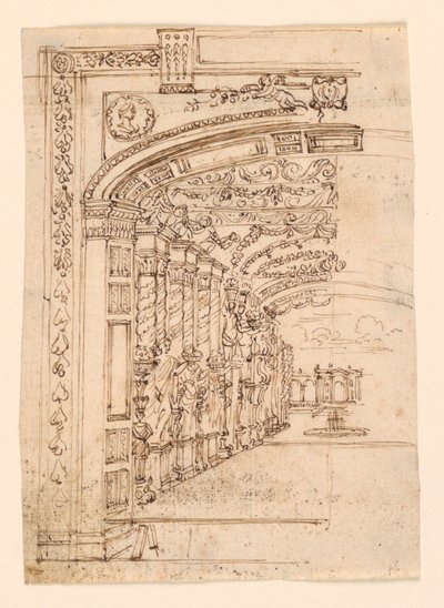 Stage Design: Arcade Leading to a Garden by Unknown artist