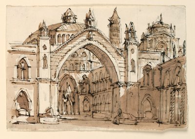 Stage Design, Exterior of Gothic Church by Unknown artist