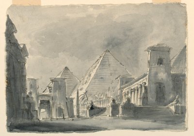 Stage Design, Group of Egyptian Buildings from the Exterior by Unknown artist