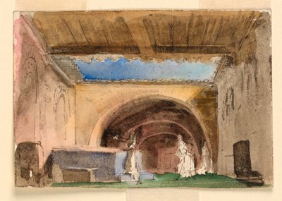 Stage Design, Interior of House and Court by Unknown artist