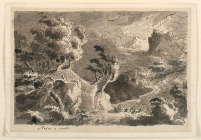 Stage Design, Landscape in Hills by Unknown artist