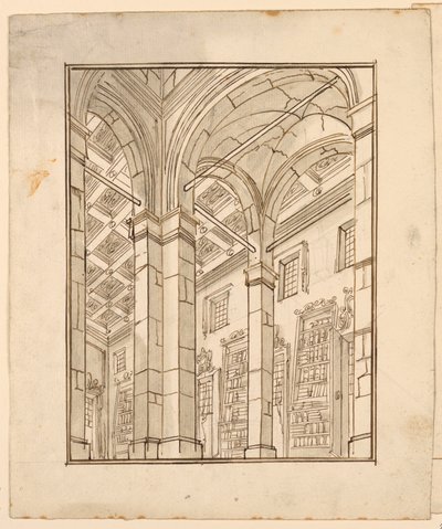 Stage Design: Library Interior with Arches by Unknown artist