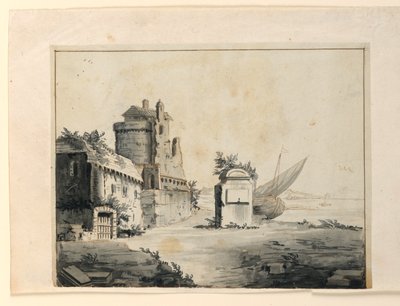 Stage Design, Ruins Near Shore by Unknown artist