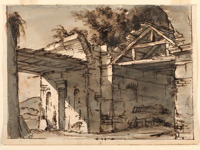 Stage Design, Ruins in Landscape by Unknown artist
