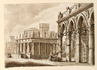 Stage Design, Square with Public Building by Unknown artist