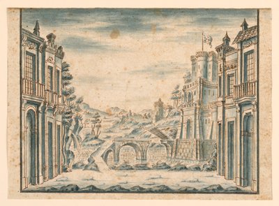 Stage Design, View of Town by Unknown artist