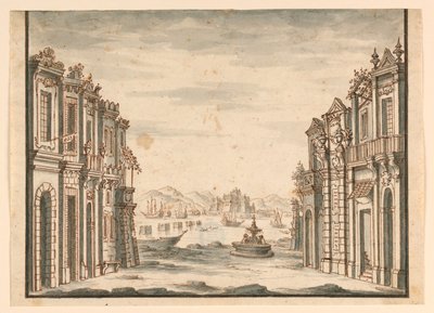 Stage Design, View of Town by Unknown artist