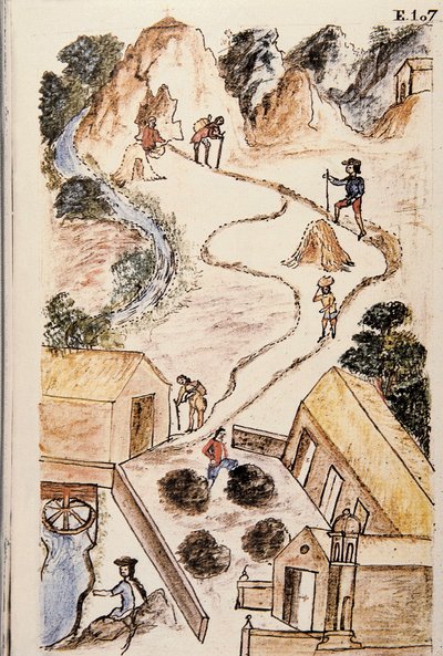 Stages of the production of metal from mines to loads, from the book 