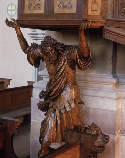 Statue of Samson under the pulpit of the abbey church of Ebersmunster, Alsace by Unknown artist