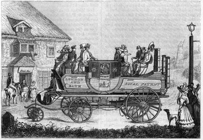 Steam car from Gurney experimented in London in 1827. by Unknown artist
