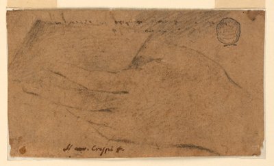 Study: The left hand of a woman holding a sheet of paper by Unknown artist