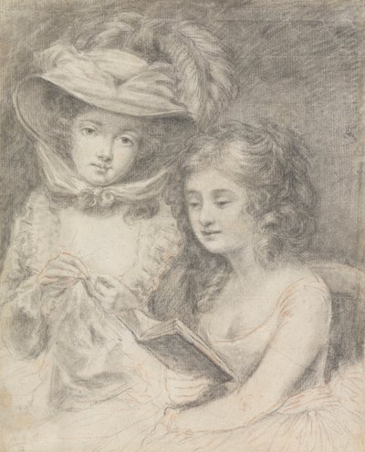 Study of a Woman Sewing and a Girl Reading by Unknown artist