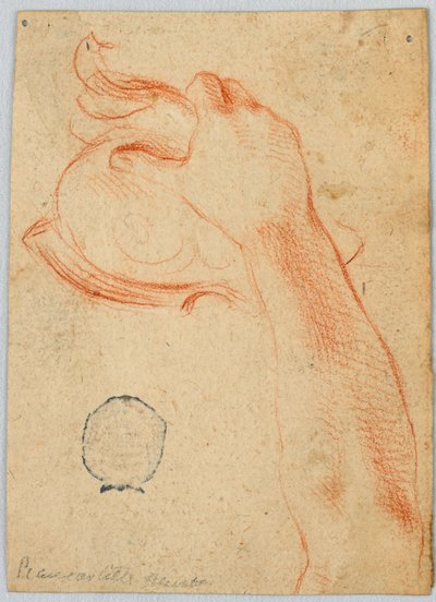 Study of the Right Forearm of a Woman, Holding an Antique Helmet by Unknown artist