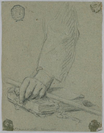 Study: The Left Hand of a Young Man Holding a Stick and Resting on a Book by Unknown artist