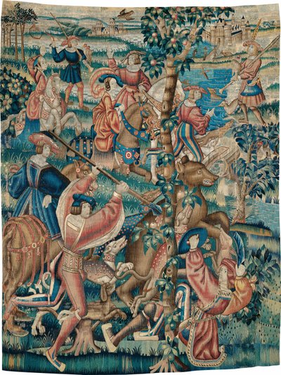 Tapestry (Bear Hunt and Falconry from a Hunts Series) by Unknown artist
