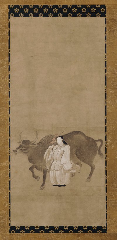 Tenjin (Sugawara no Michizane) with an Ox by Unknown artist