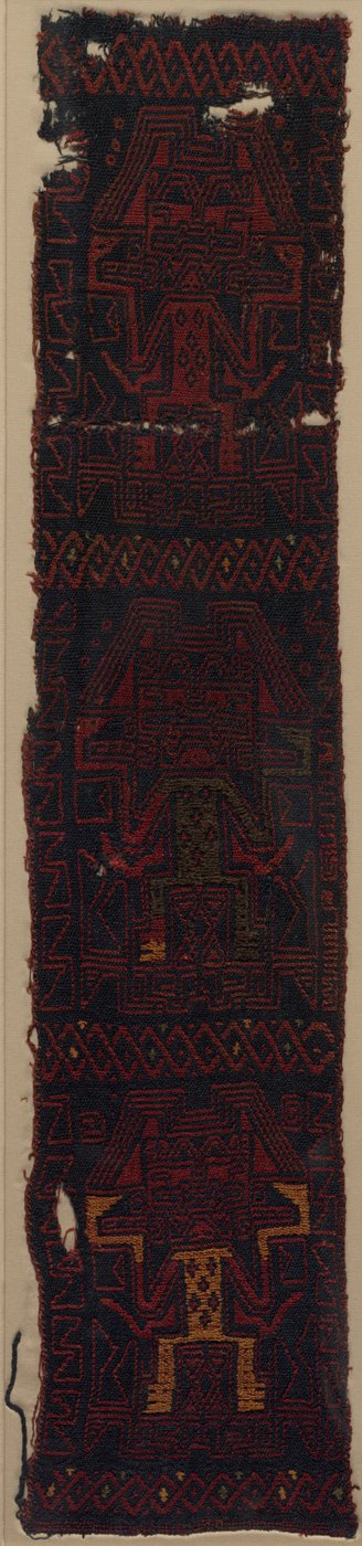 Textile Fragment with Three Frontal Deities and Interlace Pattern by Unknown artist
