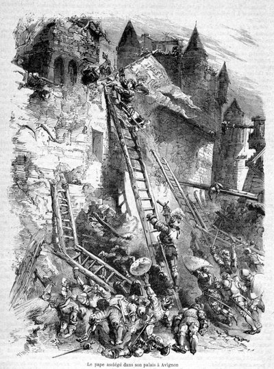 The (anti-) Pope (Benedict XIII) besieged in his palace in Avignon (by the troupe of Pope Boniface IX) - in 