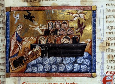 The Ark of Noah. Miniature from a manuscript Universal History. 13th century. Dijon Municipal Library by Unknown artist