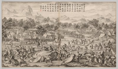 The Battle at Elei Zhalatu: from Battle Scenes of the Quelling of Rebellions in the Western Regions, with Imperial Poems by Unknown artist