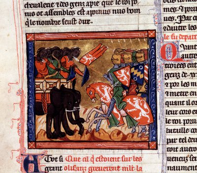 The Battle of Hydaspes: Alexander and Porus Fighting in 327 BC by Unknown artist