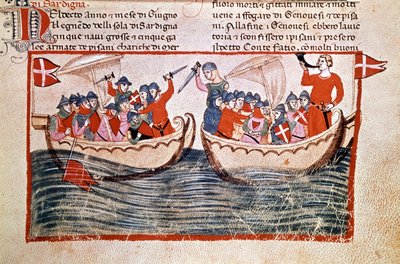 The Battle of Meloria Which Culminates in the Occupation of Corsica by Genoa, 1284 (Manuscript, Biblioteca Vaticana) by Unknown artist