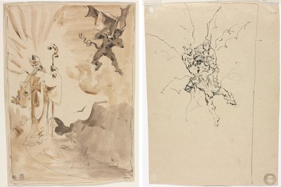 The Bishop and the Demon; Three Demons Holding a Knight by Unknown artist