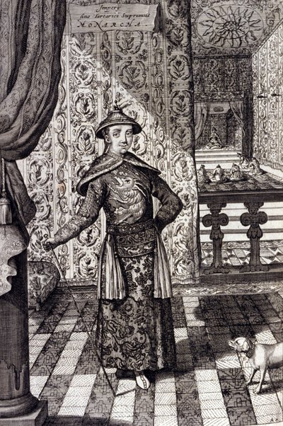 The Chinese Emperor and Supreme Ruler of the Tartars - Chinese emperor Kangxi, Qing dynasty, engraving by Athanasius Kircher from 
