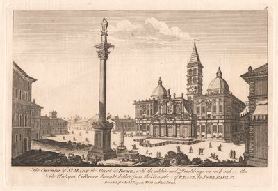 The Church of St. Mary the Great at Rome, with the additional Buildings on each side; Also the Antique Column brought hither from the Temple of Peace, by Pope Paul, V by Unknown artist