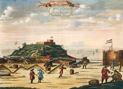 The Dutch Fort of Nassau on the island of Goree, Senegal, engraving by Unknown artist