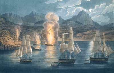 The English destroying French ships in the Bay of Sagone, Corsica on 30 April 1811 by Unknown artist