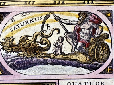 The God Saturn (Cronos) on a tank drawn by two dragons by Unknown artist