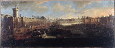 The Grande Galerie of the Louvre, with the Porte Neuve, the Pont-Neuf, the Cité, the Collège des Quatres-Nations under construction and the Quai Malaquais, circa 1665, on the Seine the royal galley, present-day 1st and 6th arrondissements, between 1660 and by Unknown artist