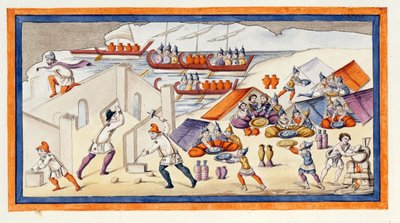 The Greeks began to dig a bulwark to protect their barracks and ships. The Iliad. Song VII. Engraving from the end of the 18th century by Unknown artist