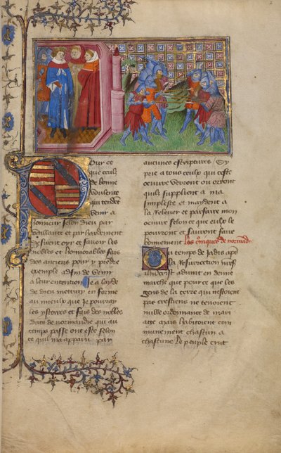 The King of Denmark with Clerics and a Battle Scene by Unknown artist