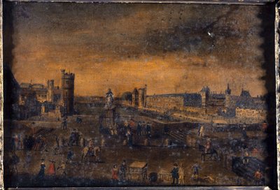 The Pont-Neuf, Seen from the Entrance to the Place Dauphine, the Hôtel de Nevers, the Tour de Nesle, the Grande Galerie, with the Porte Neuve, and the Louvre, circa 1640, Present-Day 1st and 6th Arrondissements, between 1635 and 1645 by Unknown artist