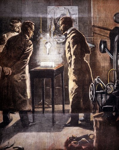 The Roentgen or X-rays. Discovered in 1895. Illustration representing the experiment by Unknown artist