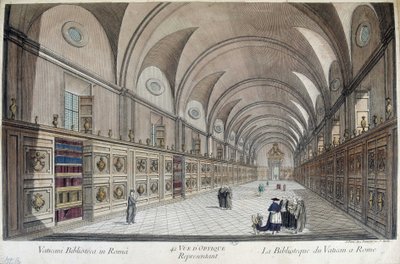 The Vatican Library (Apostolic Library) in Rome, Engraving by Unknown artist