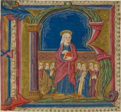 The Virgin Adored by Saints in a Historiated Initial "R" from an Antiphonary by Unknown artist