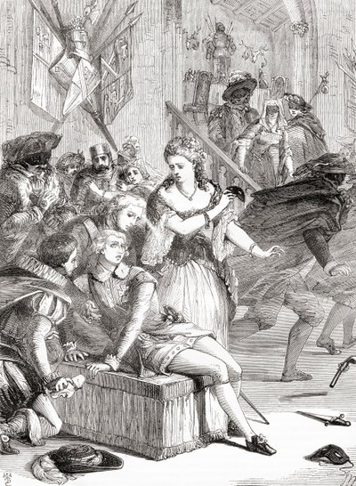 The Assassination of Gustavus III by Jacob Johan Anckarström at a Masked Ball, Stockholm, Sweden, 1792 (engraving) by Unknown artist