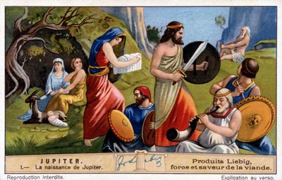 The Birth of Jupiter, Rhea Conceals Him in Secret and Gives a Stone Wrapped in Linen to the Titan Saturn by Unknown artist