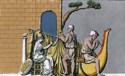 The construction of the ship Argo, assisted by Minerva, with the sacred wood of the oaks of Dodone. by Unknown artist