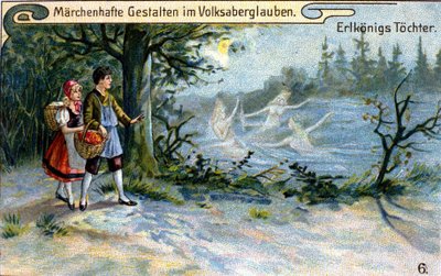 The daughters of the King of the Elves, wonderful character of German mythology by Unknown artist