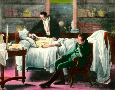 The death of Francois Xavier Bichat, French physician. Illustration of the 19th century by Unknown artist